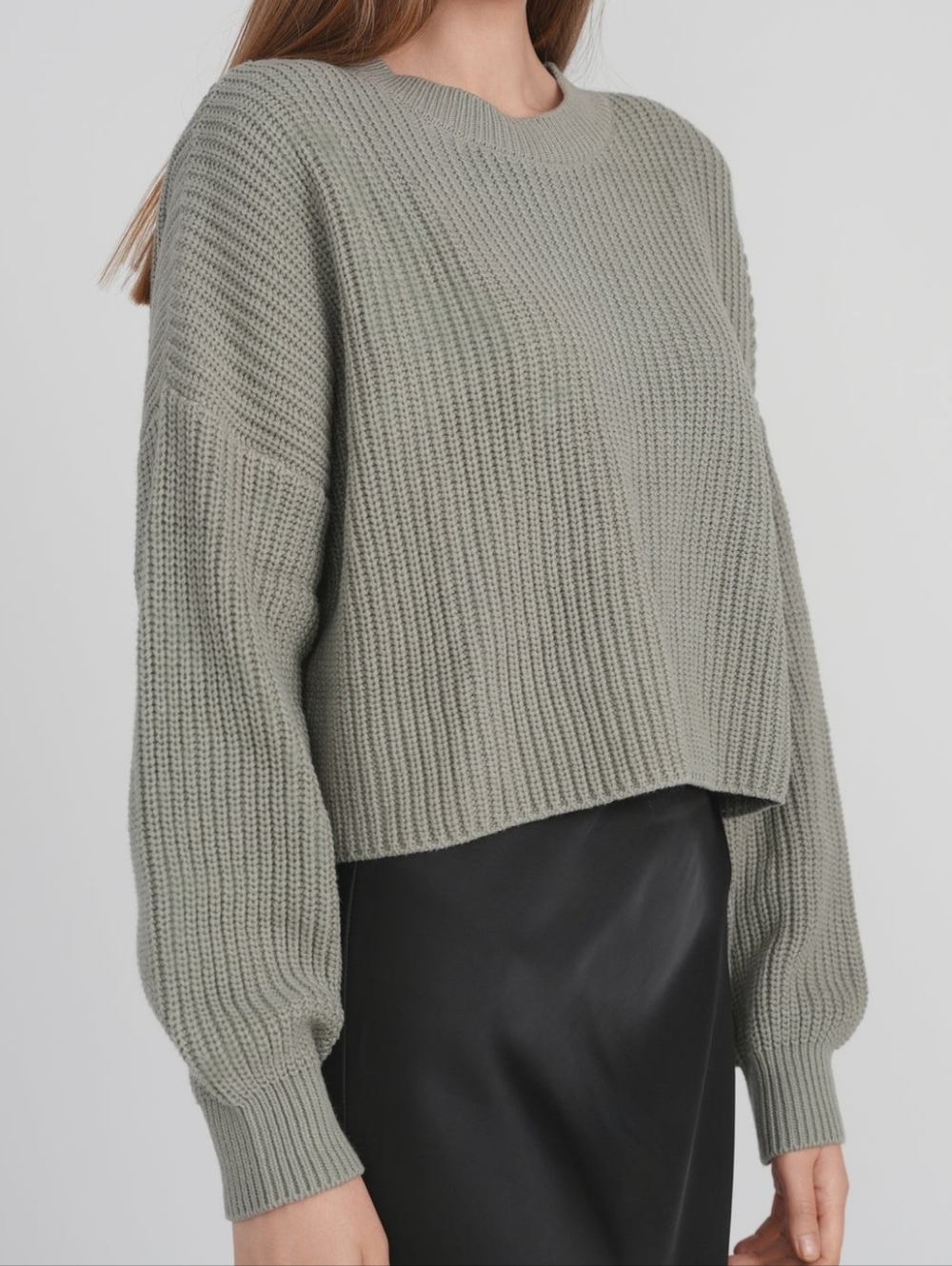 Hollister Olive Ribbed Crewneck Sweater